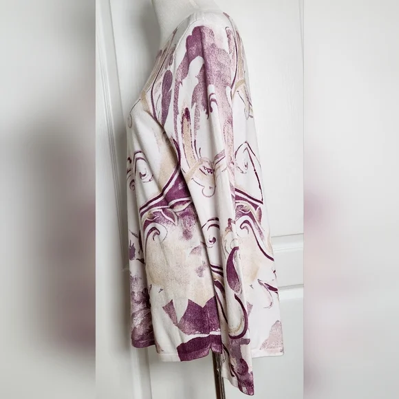 Chicos Purple Swirl Sweater Womens Medium Art To Wear Casual Rayon Blend - Picture 5 of 8
